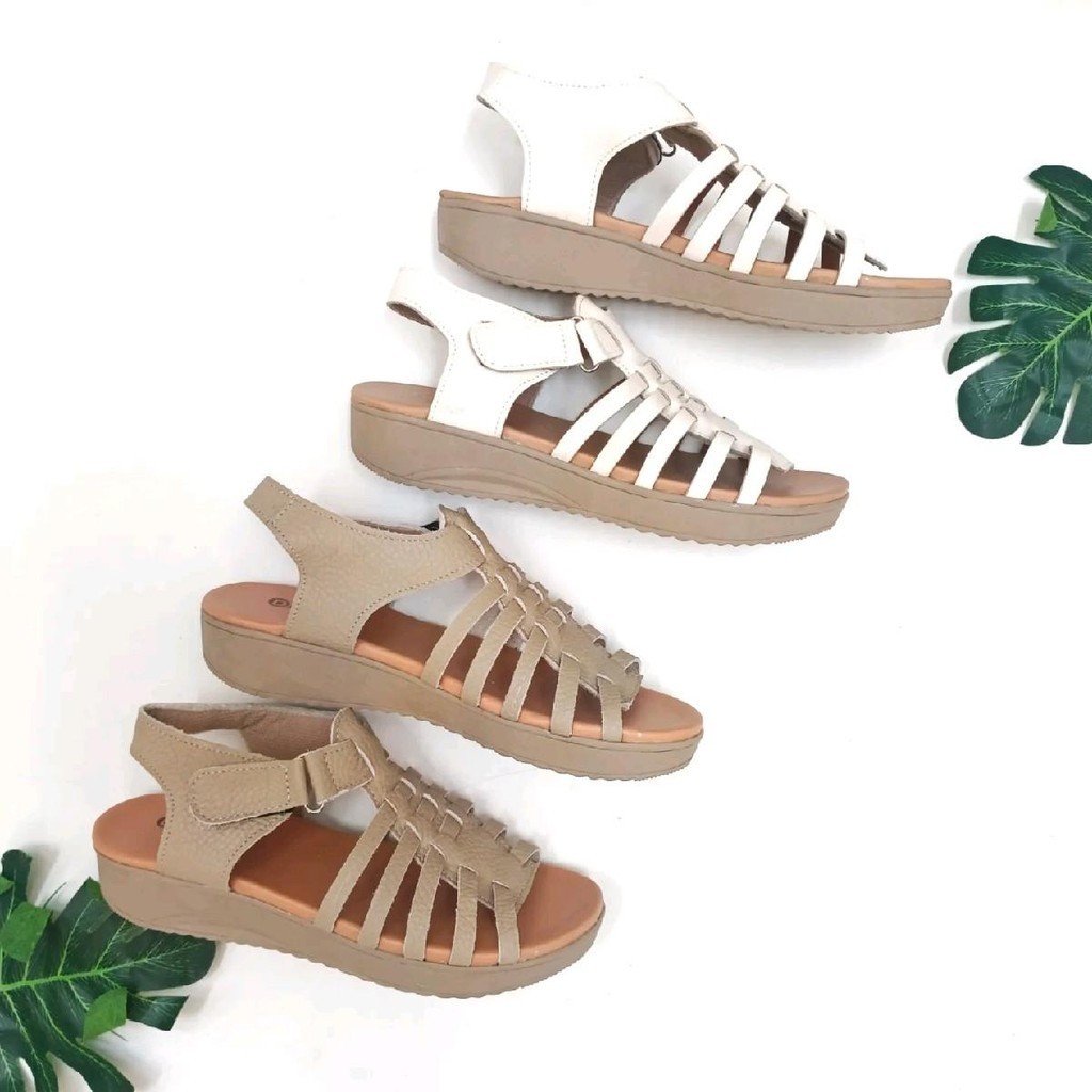 Sandal Wedges Sandal Tali Wanita Sandal Kulit Wanita 3CM