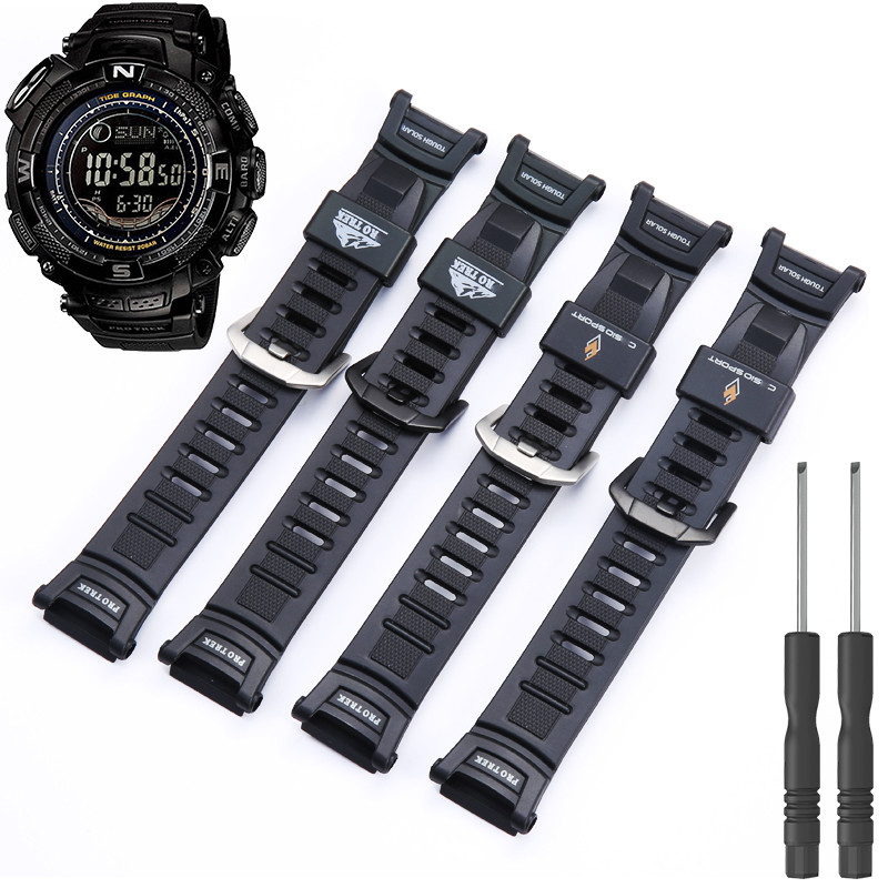 Resin Rubber Wat   Strap For Casio PRG130 PRG-130Y  PRG-130 PRW1500 PRW-1500 Replace Band Men Wat  b