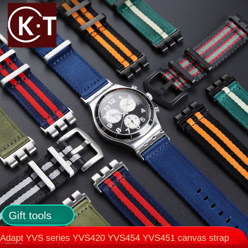 For SWATCH YVS420 YVS454 YVS451 YVS400 Series Waterproof Nylon Strap Adapter Refit 21mm Swatch YVS S