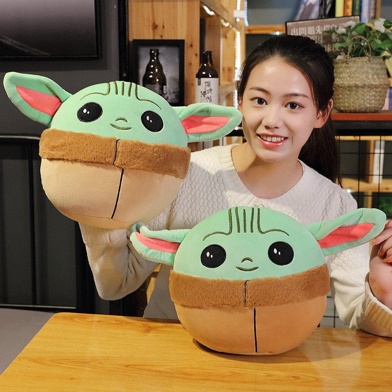 Disney Star Wars Yoda Grogu Series Round Plush Doll Toys Kawaii Throw Pillow Sofa Back Cushion Bedro