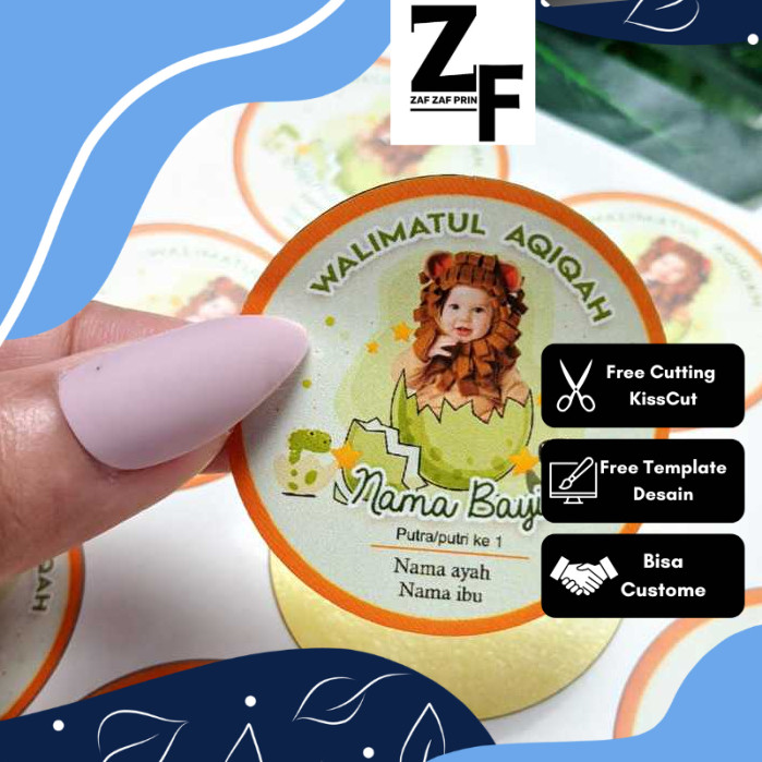 

ZAF Stiker Bulat Label Tasyakuran Aqiqah Bayi Sticker Nama Anak Ucapan Kelahiran Akikah Kecil