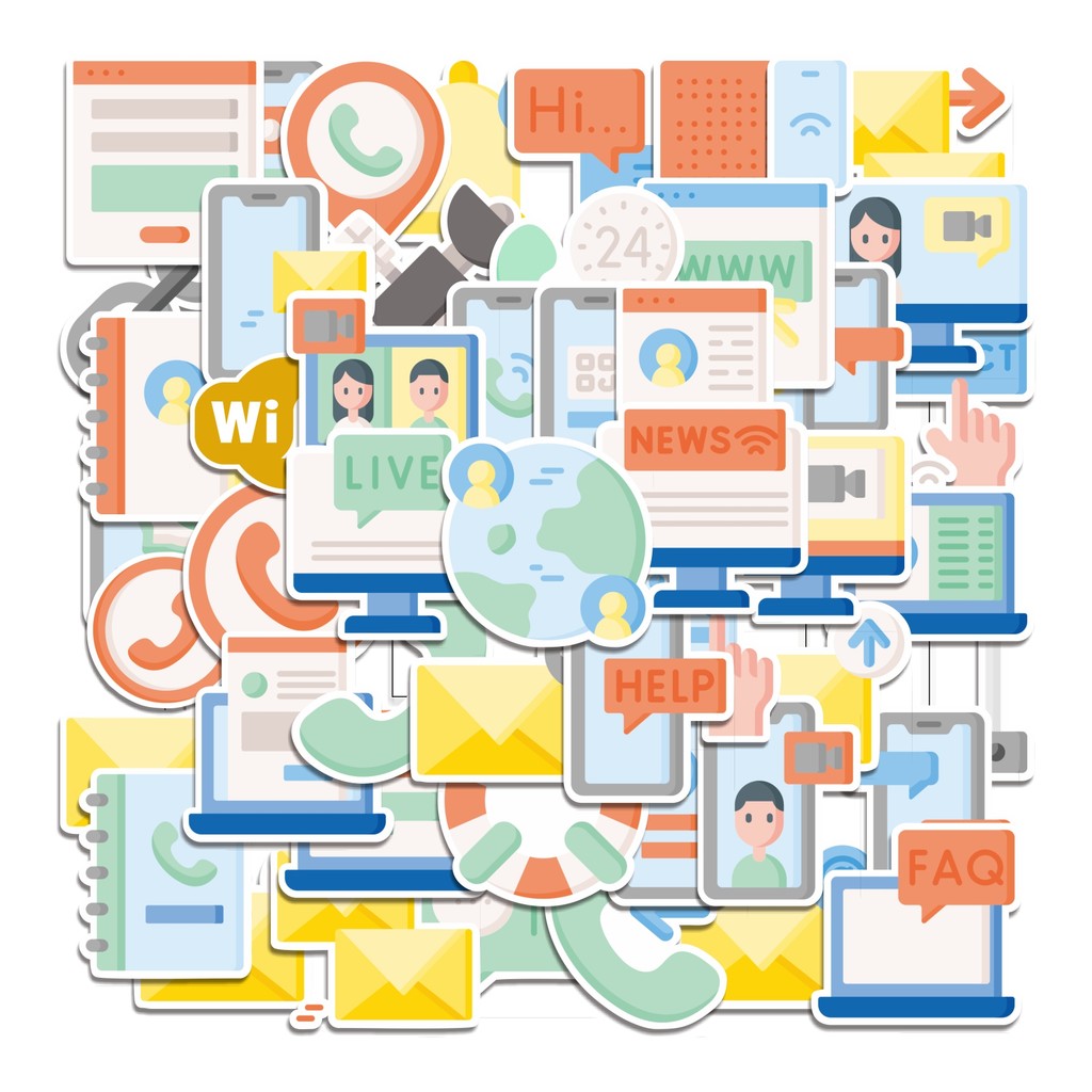 

COD 50 Pcs Stiker Contacts Communication Lucu Anti Air Untuk Dekorasi Notebook Sepeda Skateboard Handphone