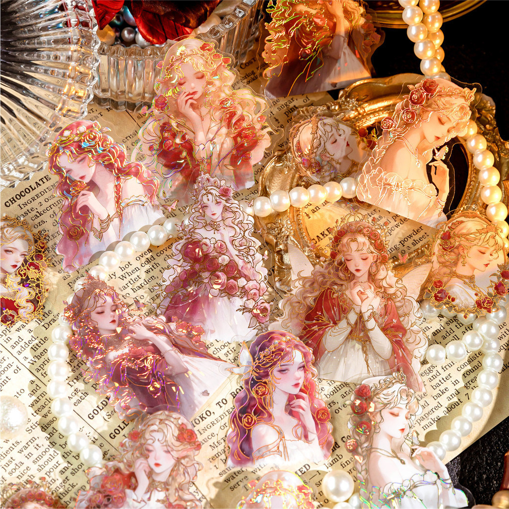 

Journamm 20pcs/pack Fairy Girl Laser Gold Stickers DIY Scrapbooking Collage Stationery Decor Junk Journal Aesthetics Stickers