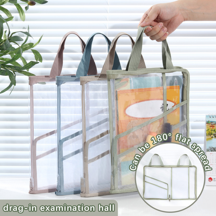 

Transparent Document Bag Stationery Storage Folder File Mesh Zipper Pouch Zip File Folders School Office Supplies Stationary
