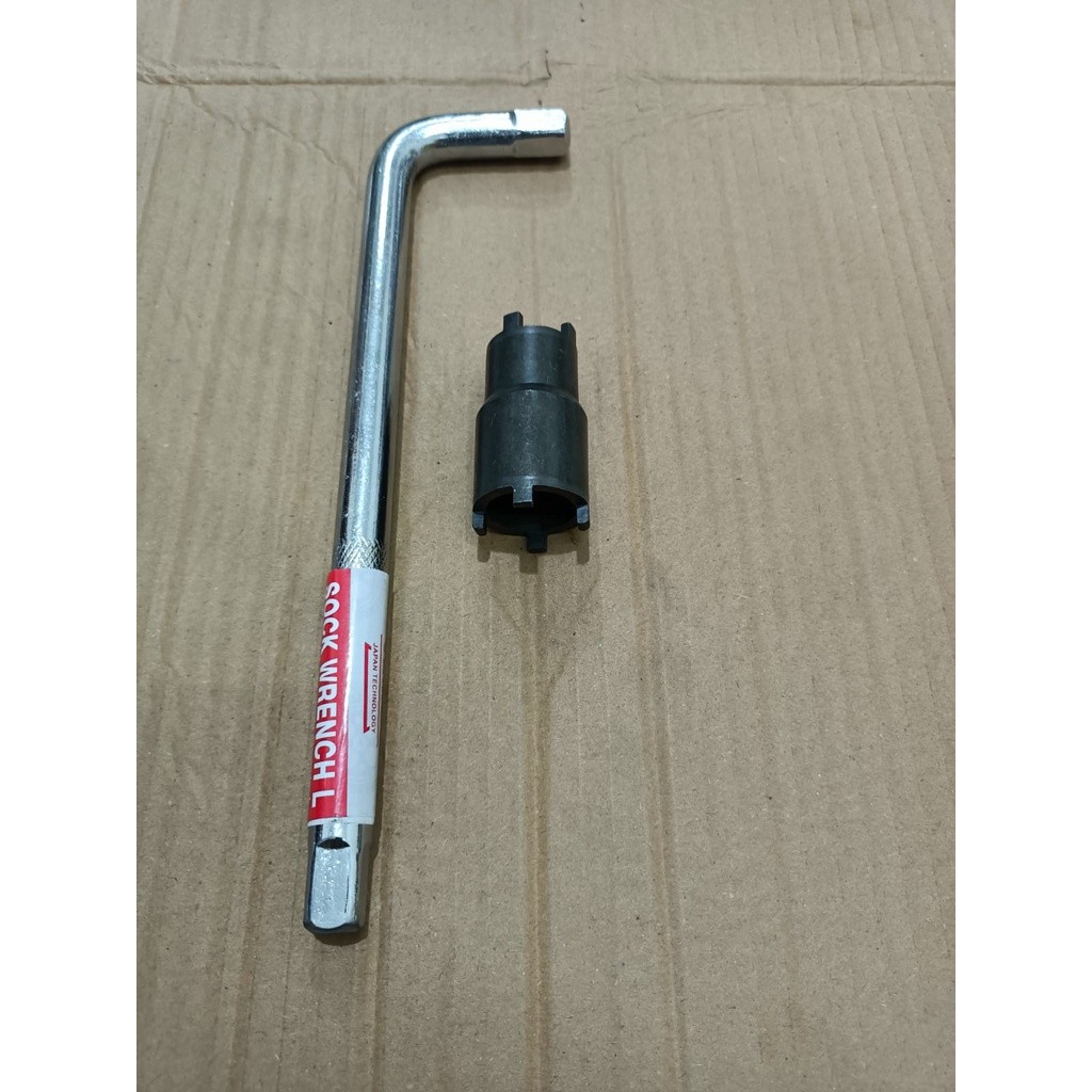 PAKET 2 SET Kunci Mahkota + Gagang Stang Kunci Sok Sock L / DOUBLE CROWN SOCKET KUNCI MAHKOTA GANDA 