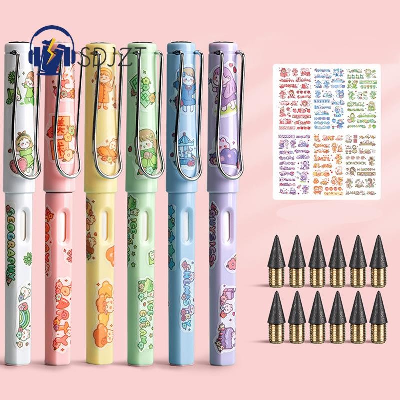 

Kawaii Eternal Pencil Unlimited Writing for Kids Art Sketch Cute Pen Anime Without Sharpening Drawing School Supplies Stationery