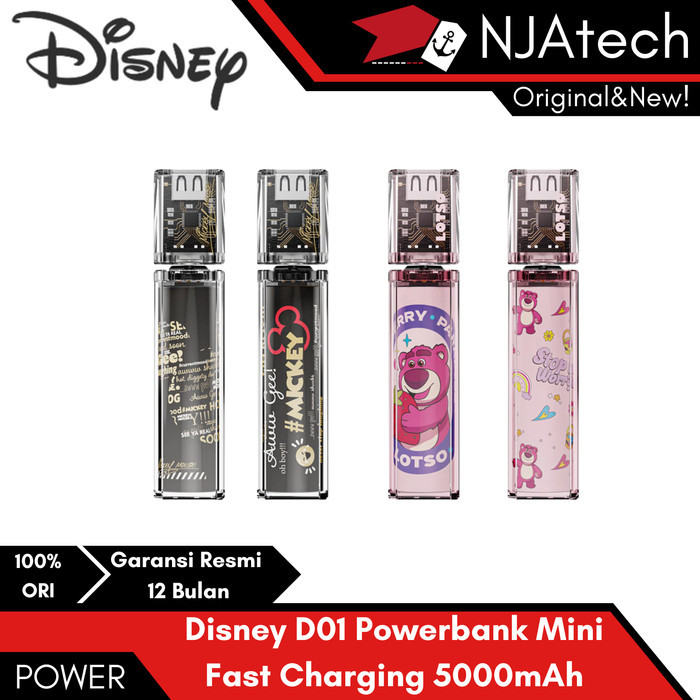 Disney D01 Mini Power Bank Fast Charging Dual Port Powerbank 5000mAh
