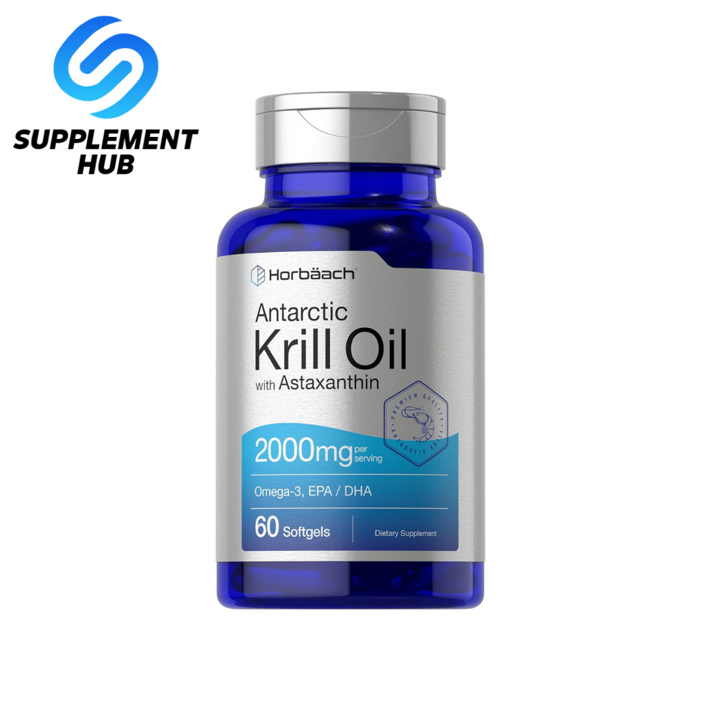 Horbaach Antarctic Krill Oil 2000mg | 60 Softgel Capsules | Omega-3, EPA, DHA Supplement | with Asta