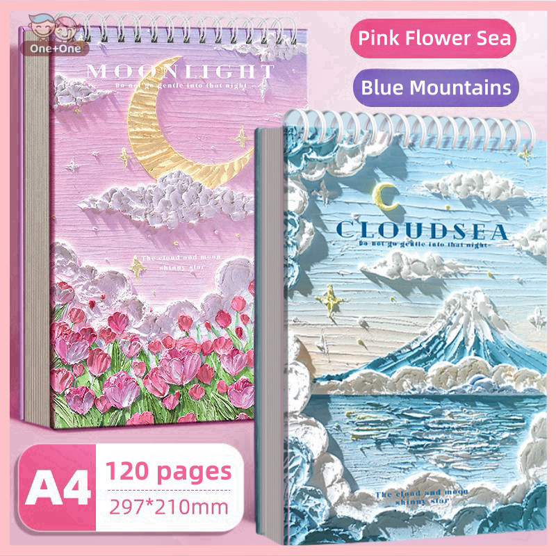 

【Upgrade】Babyclub Sketchbook A4 Aesthetic Buku Gambar Vertikal Jilid Spiral 60 Lembar/120 Halaman