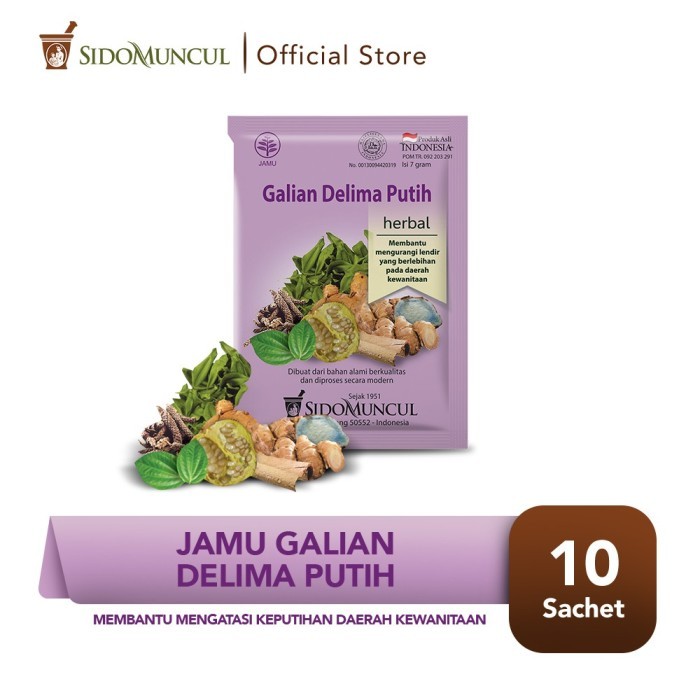 

Herbal Jamu Galian Delima Putih Sido Muncul Obat Keputihan 10 Pcs