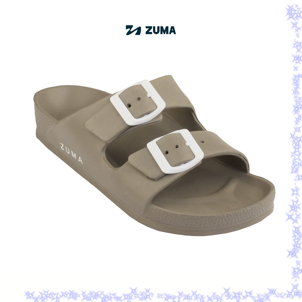 Zuma Women Flo 7 Otter, Sandal Slop Wanita Karet Slip On Polos, Cokelat