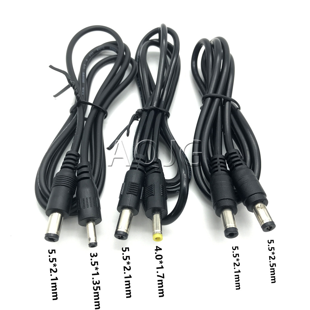 DC Power 5.5 x 2.1mm Male to 5.5*2.5mm 3.5*1.35mm 4.0*1.7mm Male Plug Cable 1M All copper 18AWG  10A