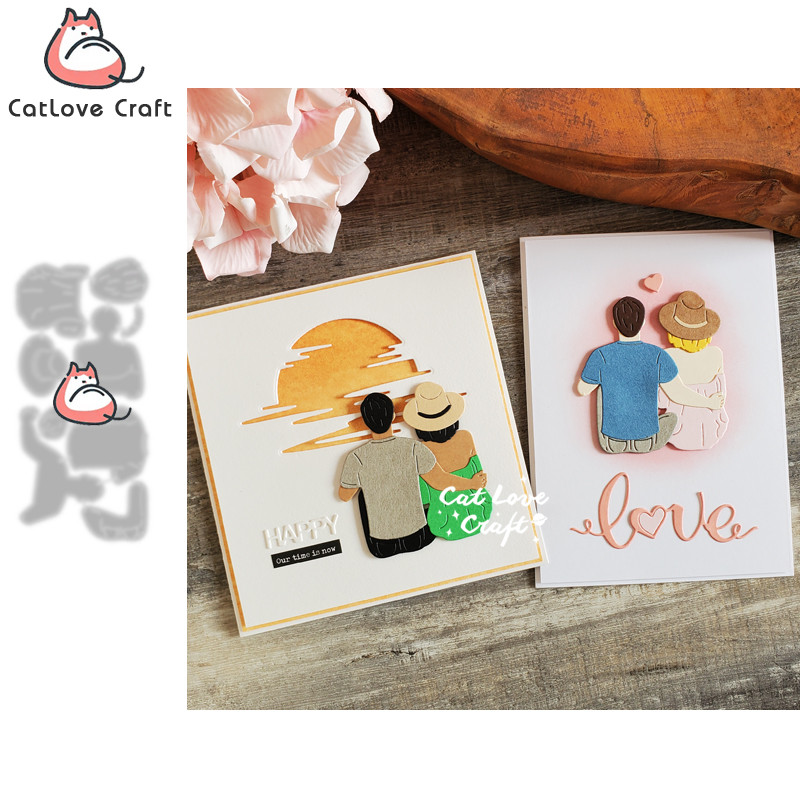 

Catlove Boy Girl Back Shadow Metal Cutting Dies Scrapbooking Mold Stencil Die Cuts Card Making DIY Craft Embossing New Dies For
