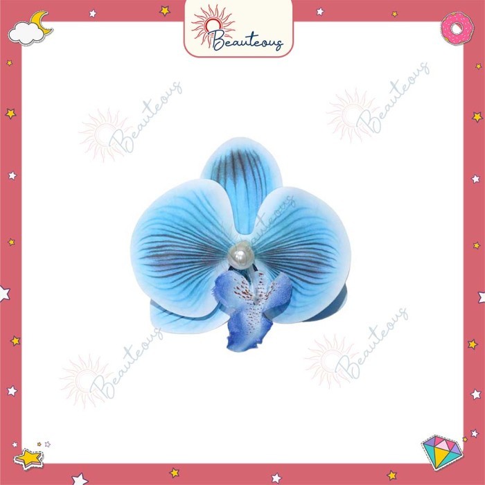 Jepit Kelopak Bunga Anggrek Artifisiala Pita Orchid Mutiara Hair Clip Aksesoris Fashion Flower Latex