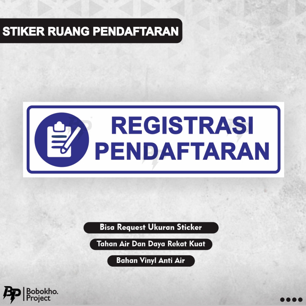 

Stiker Ruang Registrasi / Stiker Pendaftaran / Registrasi Pendaftaran / Stiker Daftar / Ruang Pendaftaran