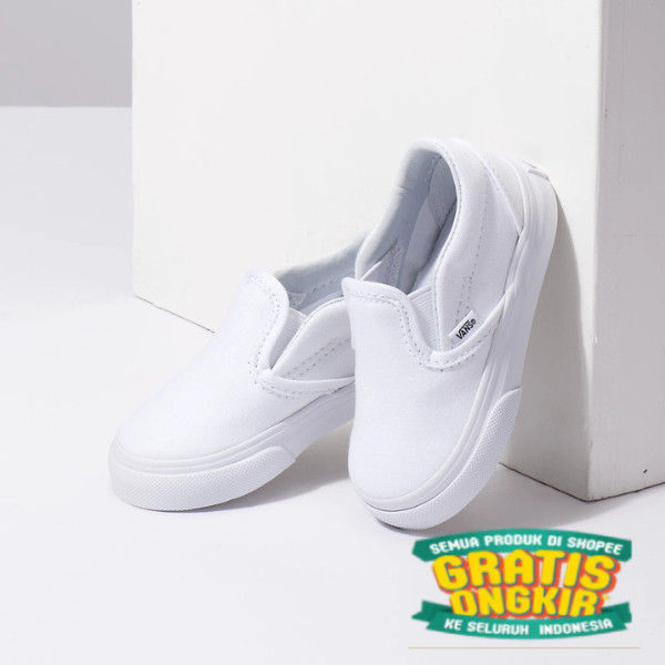 SEPATU VANS1 SLIPON PUTIH ANAK LAKI LAKI PEREMPUAN SEPATU ANAK BALITA FULL WHITE TERLARIS/ marun mar