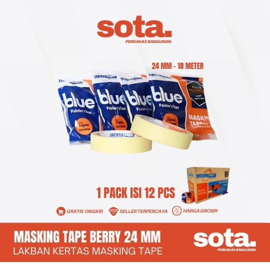 

Masking Tape Berry 24 MM / Lakban Kertas Masking Tape Berry, Panjang 18 Meter ( Jual Lusinan) lakban di masking tape kain