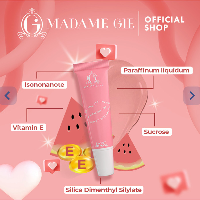 MADAME GIE Sweet Lip Mask Lip Scrub Vitamin E, Lip Balm, Moisturizer, Serum Bibir Cerah 100% ORIGINA