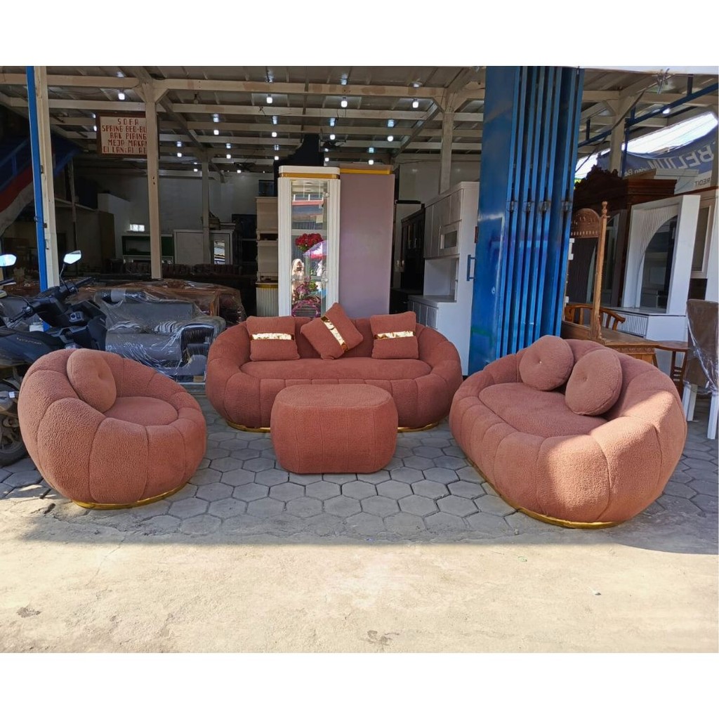 [ORI] Sofa Tamu Labu Flower Kain Beludru Premium | Sofa Pumpkin Luxury Minimalis Modern