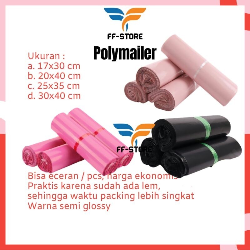 

Polymailer Satuan Hitam Pink Plastik Polymailer Packing Olshop