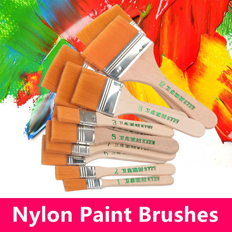 

S777 S878 Nylon Hair Paint Acrylic Art Brush Painting Brushes 12 Sizes Wood Holder Drawing DIY Tools