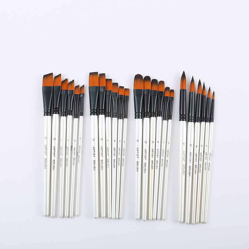 

White Brush Set 4 Packs of Nylon Brushes Professional Set of Oil Painting Watercolor Artists Miniature Details and Rock Painting