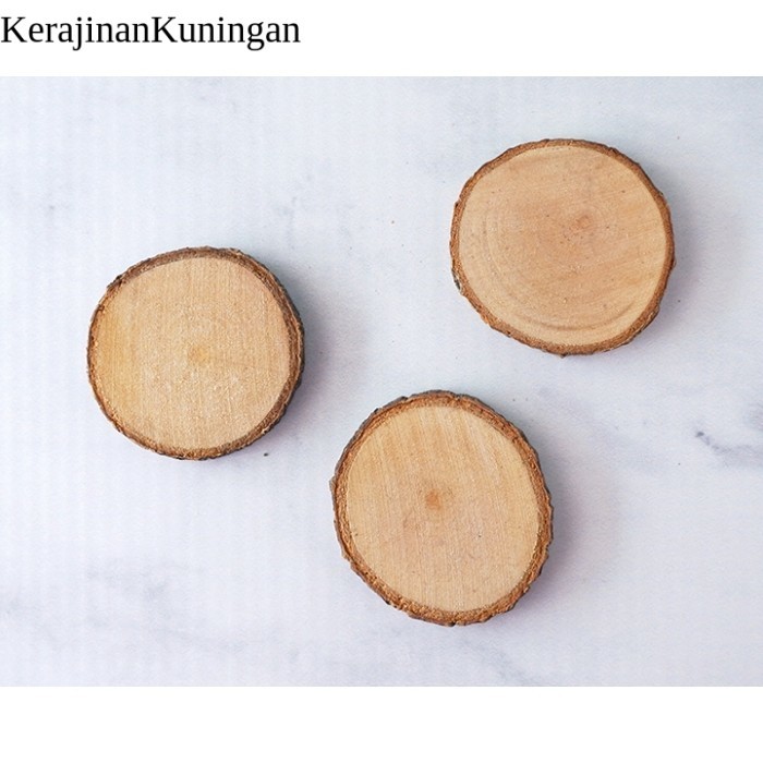 KUKURING Woos Coaster Daiameter 9-10 Cm Tatakan Gelas Kayu Alami Wood Slice Potongan Kayu LS6