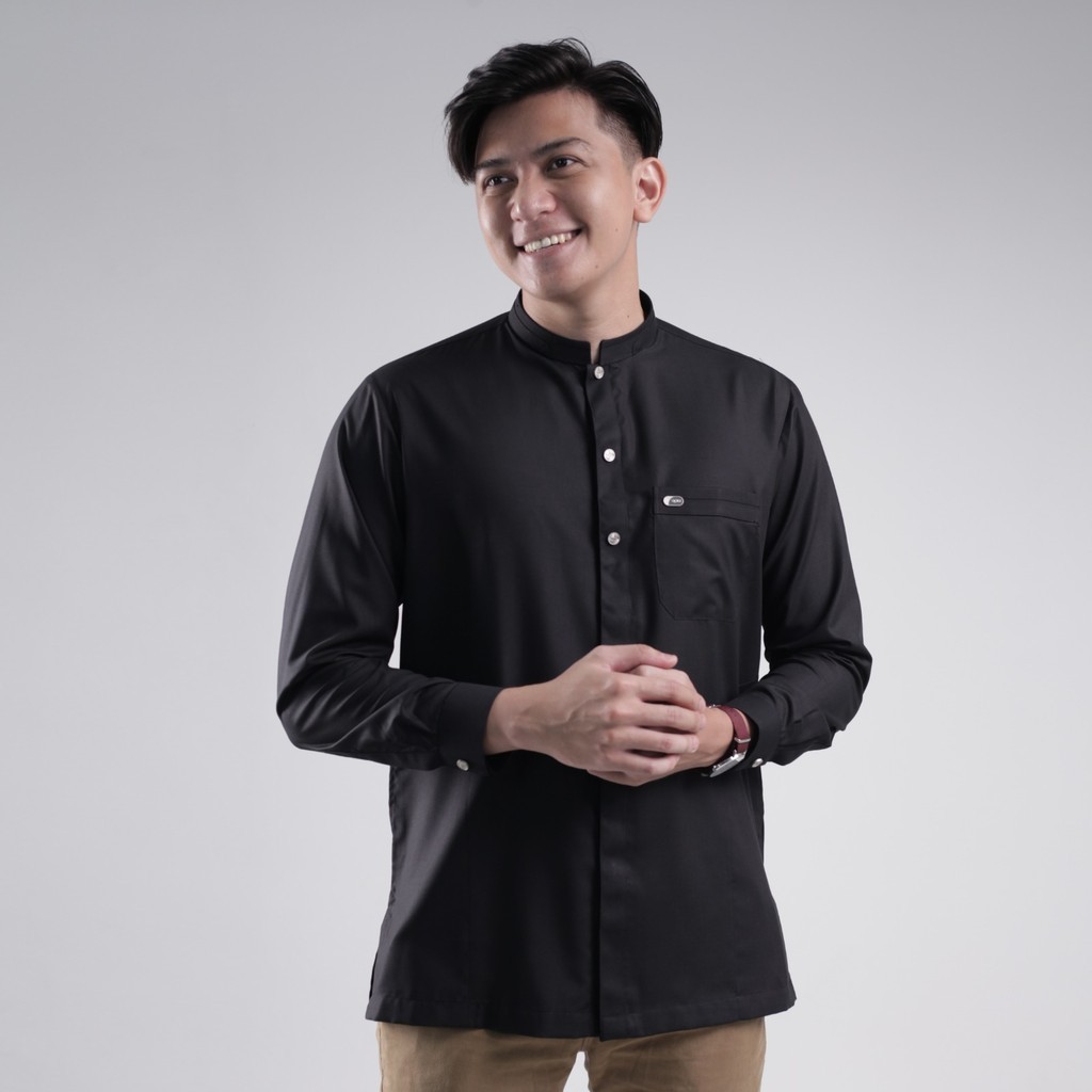 Qori Apparel Signature Black Series Baju Koko Casual Pria (Lengan Panjang)