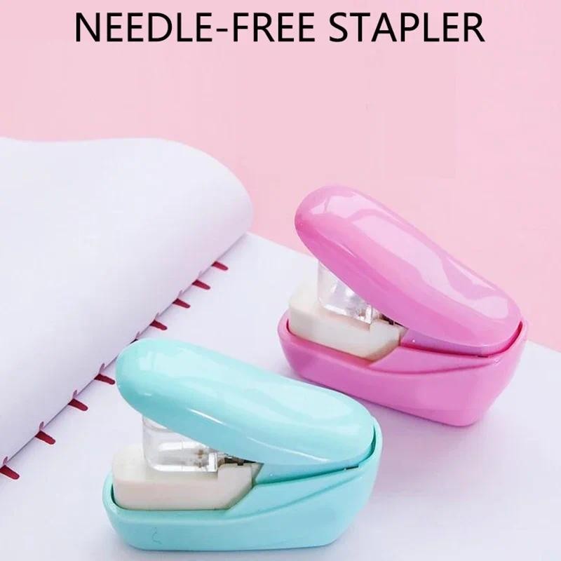 

Students Stationery Nail Free Stapler Stapleless Safe Staplers 5 Sheets Capacity for Paper Binding Office Supplies Stapling Tool