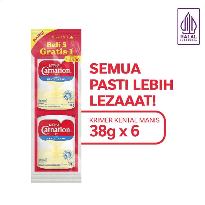 

GRATIS ONGKIR - CARNATION SUSU KENTAL MANIS 38GR x 6PCS