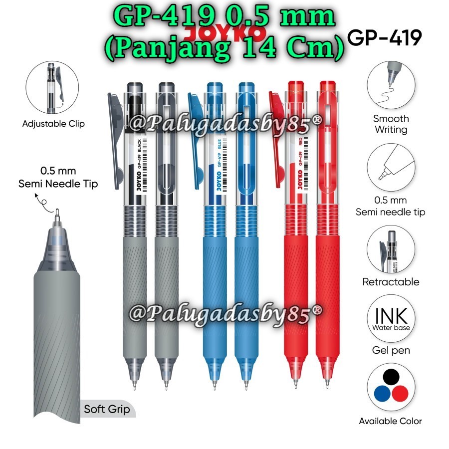 

(1 Biji) GROSIR Gelpen JOYKO GP-419 0.5 mm Hitam / Gel Pen Pulpen Pena Joyko GP-419 0.5 mm (1 Biji)