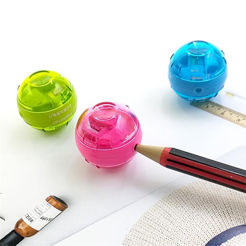 

Mini Double-Hole Pencil Sharpener 2.0 Core Pencil Sharpener Spherical Primary Students Multicolour Quick Pencil Sharpener
