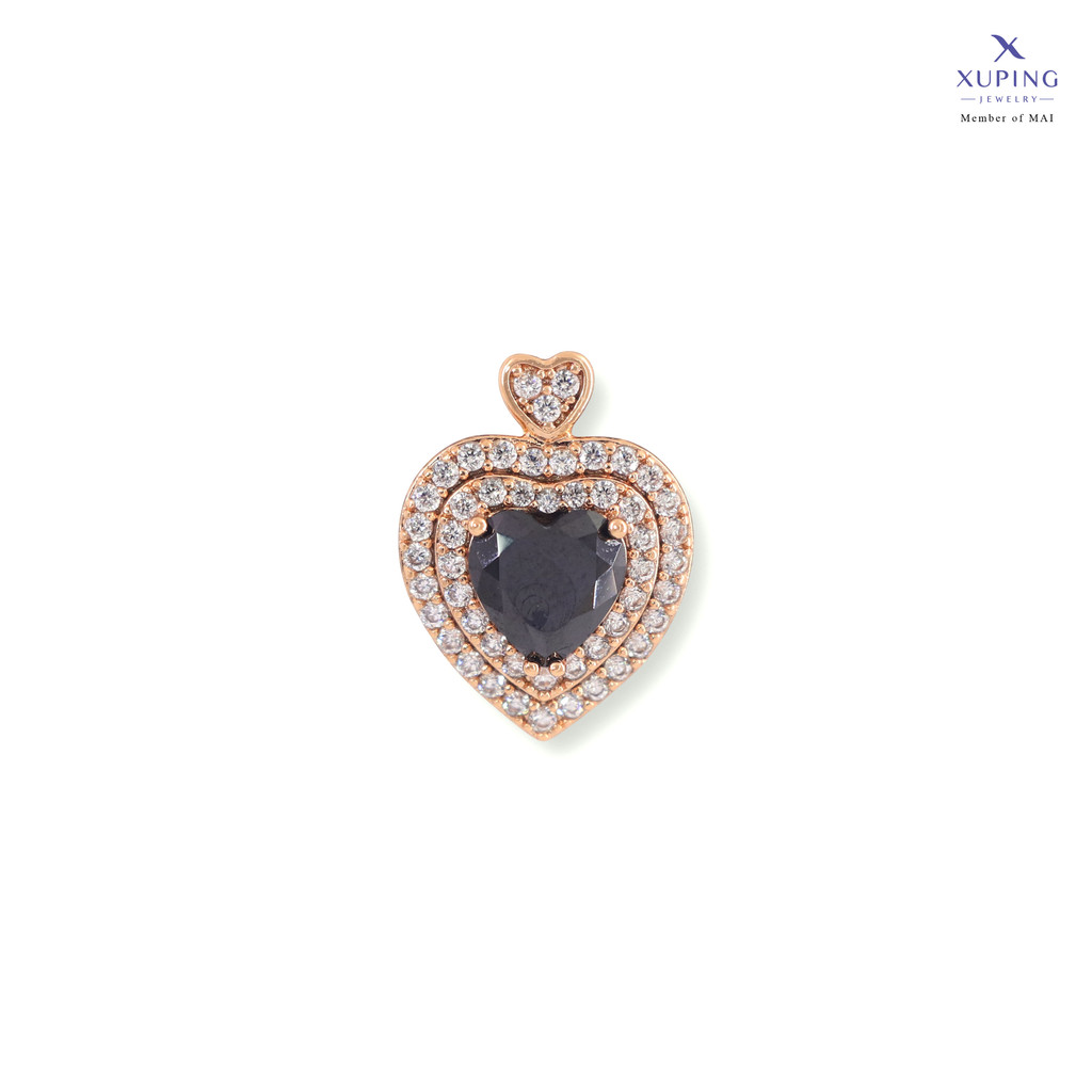 Xuping Jewelry Liontin Permata Hitam Motif Love Aksesoris Perhiasan Lapis Emas (0141250011)