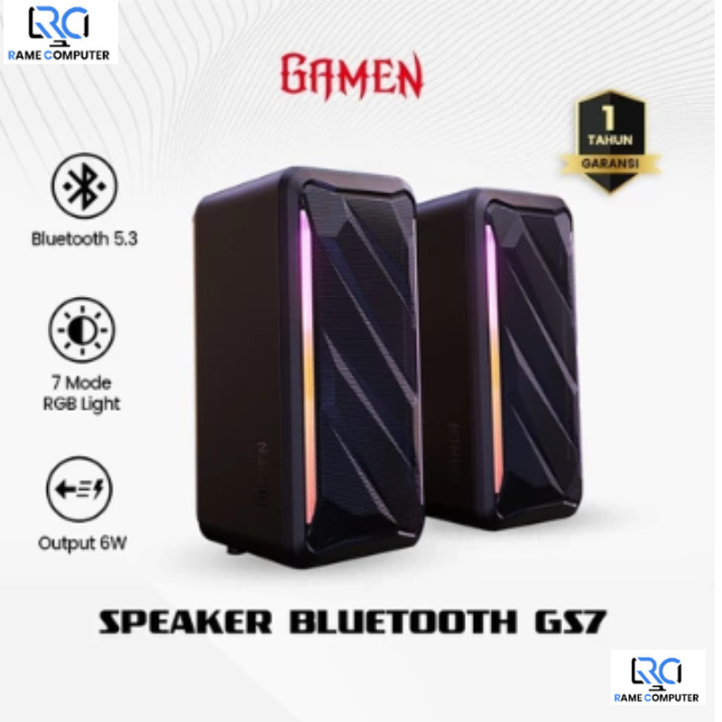 GAMEN Speaker Bluetooth Super Bass PC Gaming Surround Sound GS7 7 RGB Mode Bluetooth 5.3 Speaker PC 