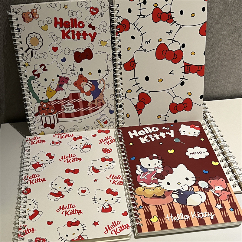 

Cute Hello Kitty A5 Coil Notebook Exercise Book Notepad Diary Student Stationery School Supplies Back To School Kids Gift