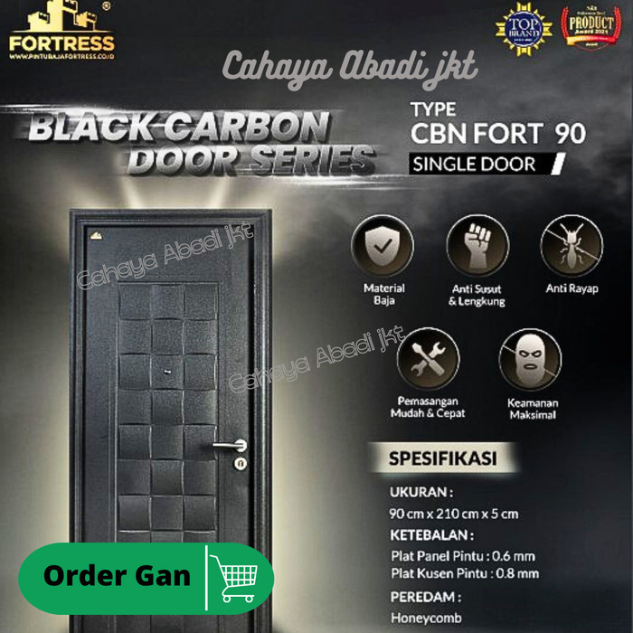 Pintu Baja Fortress Black Carbon Fort 90 x 210 cm