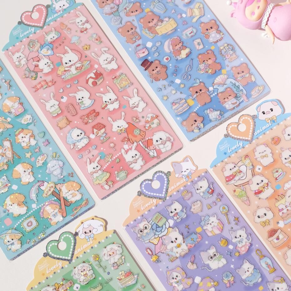 

Korean Import Original Nekoni Cartoon Animals Laser Stickers Scrapbooking Diy Journal Aesthetic Sticker Stationery Deco Supplies