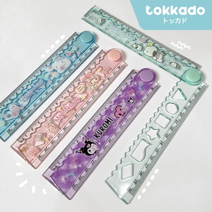 

TOKKADO Sanrio Katao Penggaris Lipat 30 cm Anak Sekolah Transparan Unik Lucu