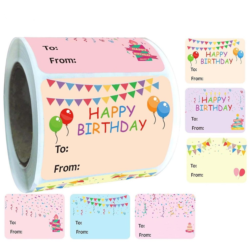 

200 Sticker/Roll Happy Birthday Sticker Variety Label Office stationery decorative label Sealing sticker Sticky Note