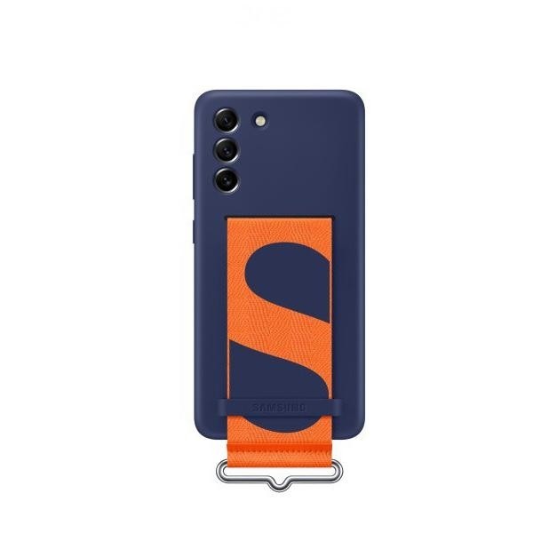 SAMSUNG S21 FE Silicone Cover With Strap Case Original RESMI - Dark Blue