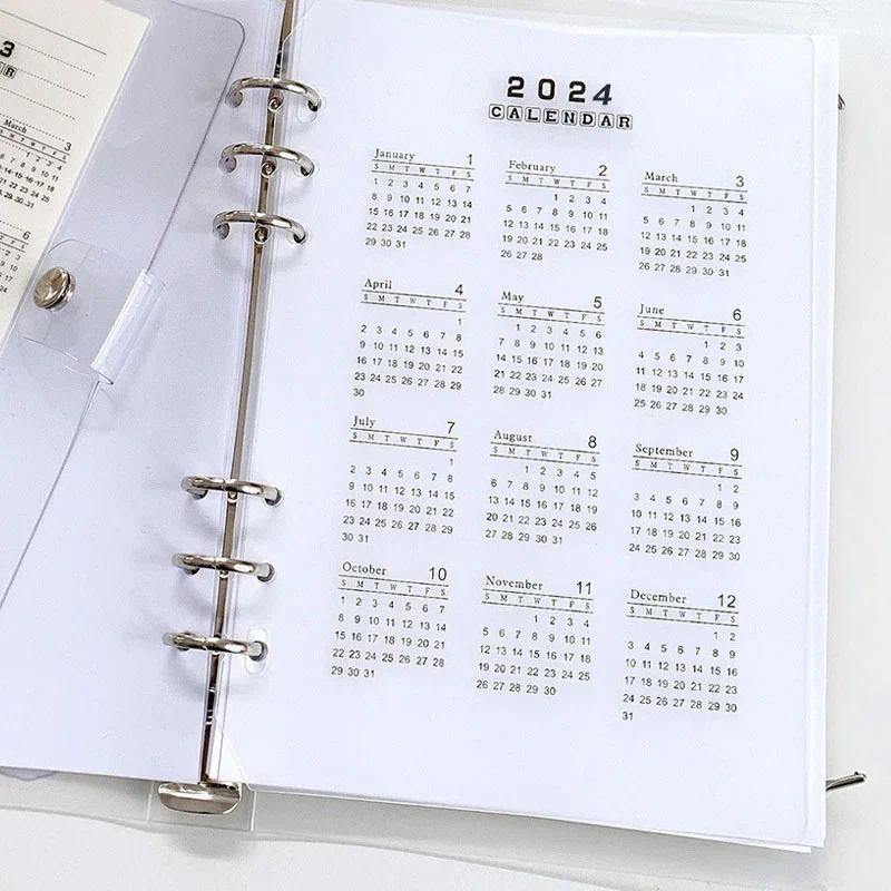 

2024 Calendar Divider A5 A6 Loose Leaf PP Notebook Planner Index Sheet Binder Category Planner Inner