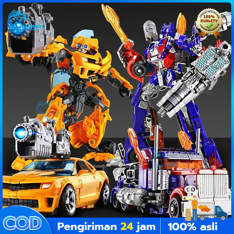 [Riaureel] Robot Transformer Optimus Primer Bisa berubah jadi mobil Mainan Robot Transformers Deform