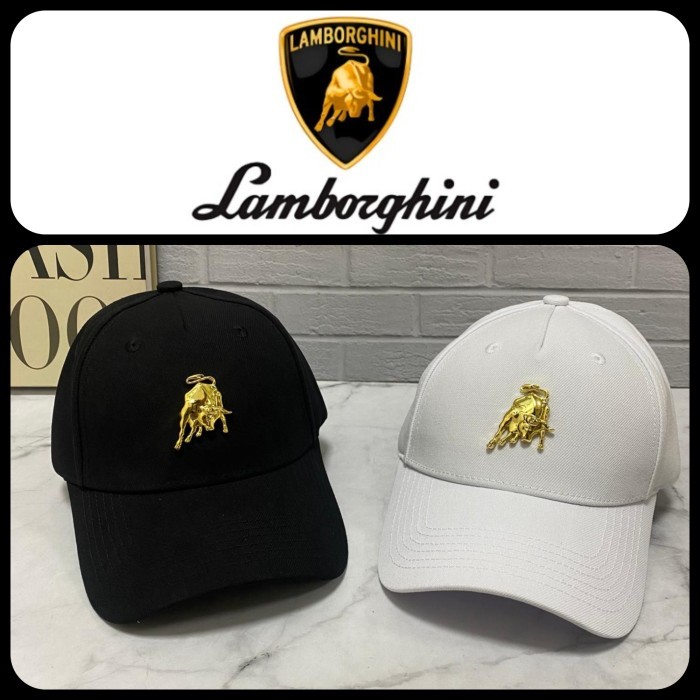 Lamborghini Exclusive Metal Gold Logo Baseball cap Topi pria wanita super keren hs