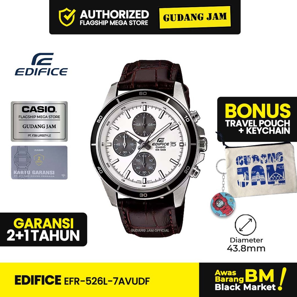Casio Edifice Pria EFR-526L-7AVUDF Brown Leather Band