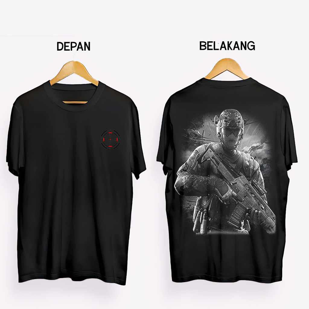 T-Shirt baju kaos skena cowok MASK SNIPER  1 Boxy fit COTTON COMBED Pria dan Wanita Cotton