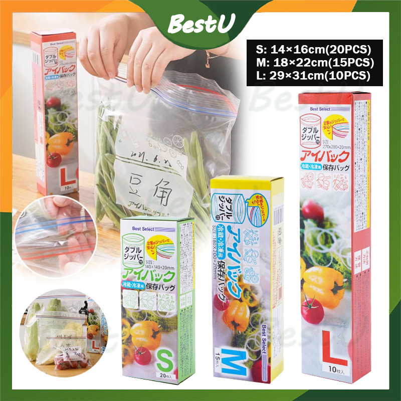 Buah Kantong Plastik Kulkas Double Seal /Sayuran Sayuran Zipper Bag Organizer Reusable/kantong plast