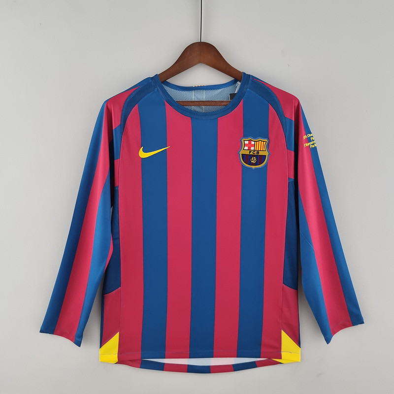 Jersey Retro barcelona 05/06 long sleeve home a4 Bola Retro football T shirt pria