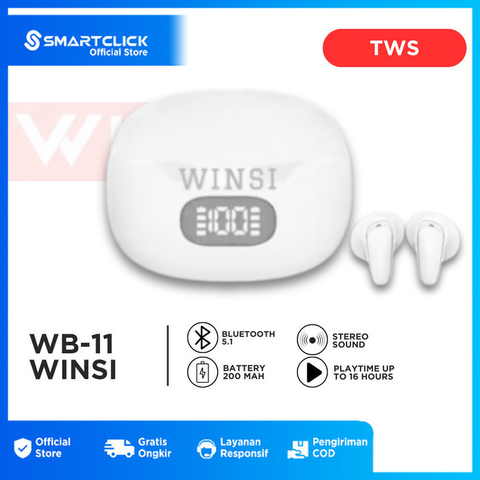 WINSI WB-11 TWS Earphone Bluetooth 5.1 Hifi Smart Touch Stereo