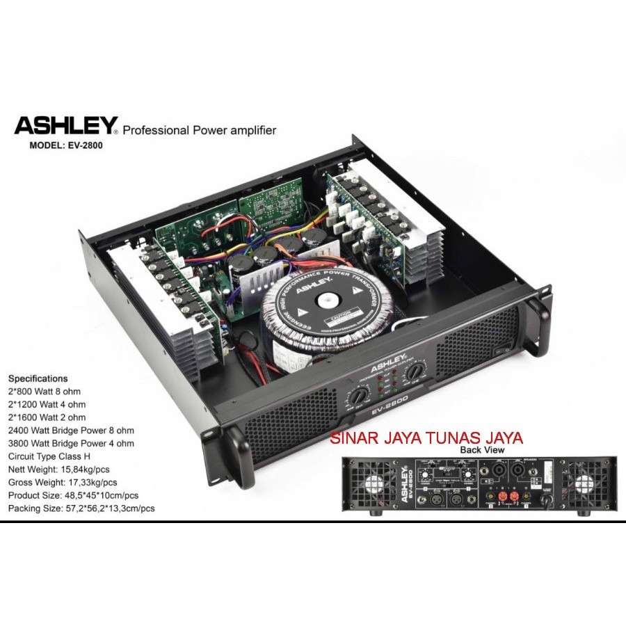 power amplifier profesional ashley ev2800 3200 watt class H