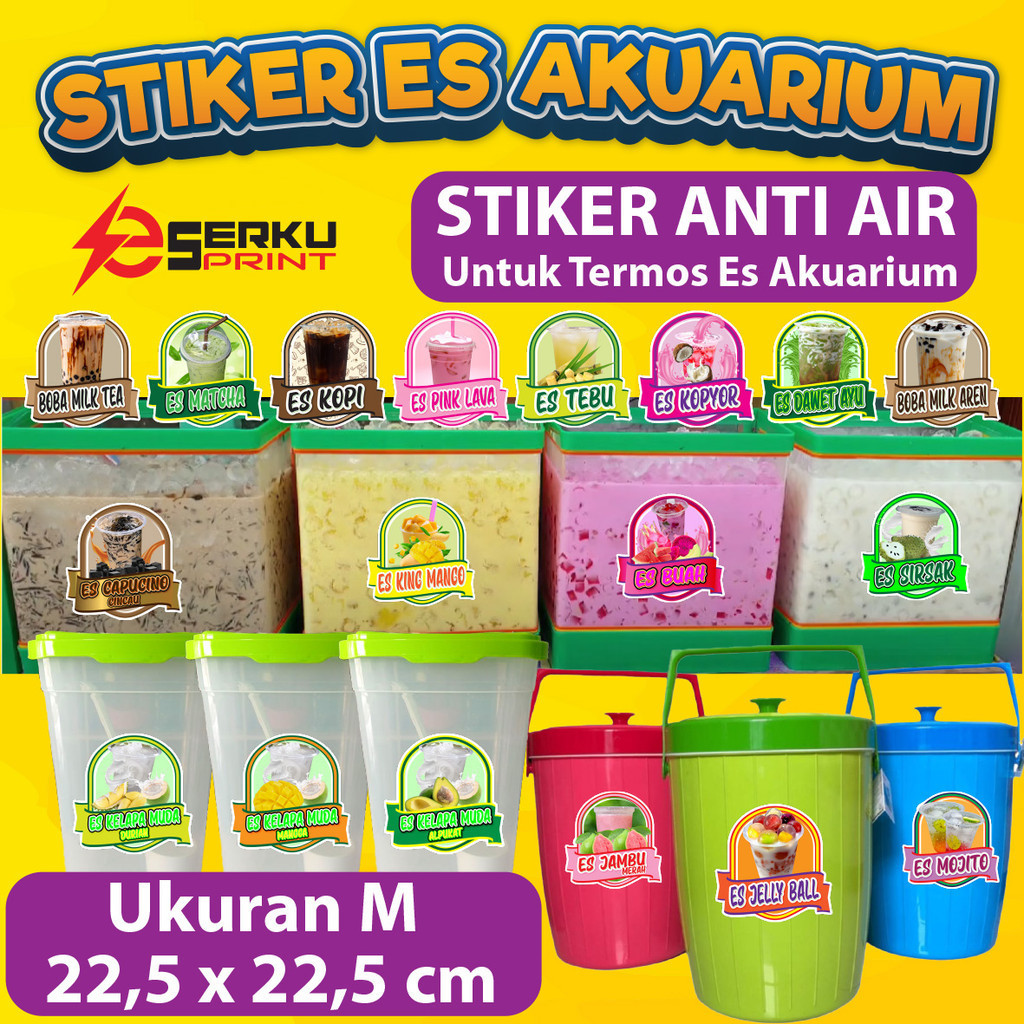 

Stiker Es Aquarium Stiker Termos ES Anti Air ukuran 22,5 x 22,5 cm Model Terbaru